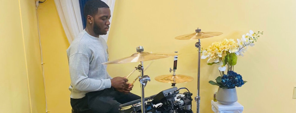 a man playing a drums